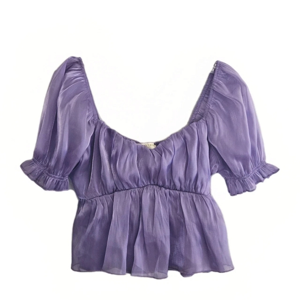 Thirty Thirty Size M Purple Lavender Crop Top Fairy Peasant  Cottagecore